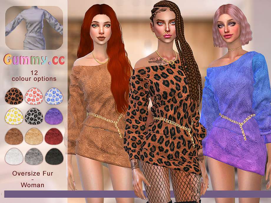 Платье Leopard Fur - Одежда - Моды для Sims 4